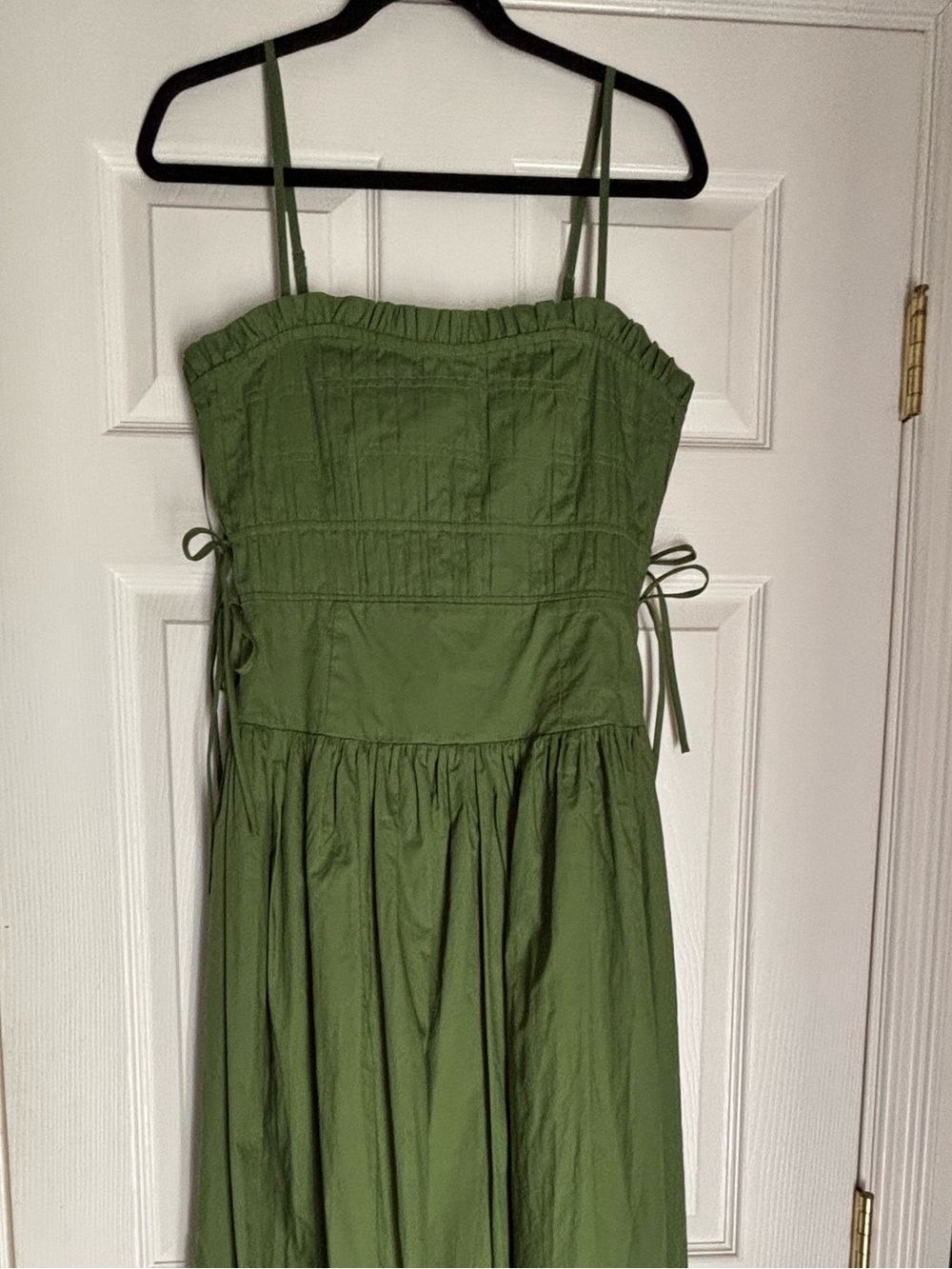 Moon River Olive Green Midi Dress with Side Ties